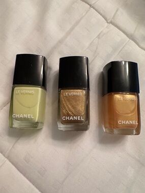CHANEL Le Vernis Nail Polish Trio - yellow, Metallic Gold, Amber Brown